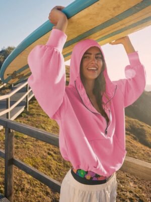 Sports hoodie zipper drawstring