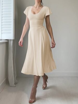 Spring and summer lotus short sleeve skirt